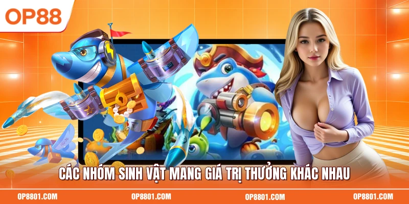 Các nhóm sinh vật mang giá trị thưởng khác nhau